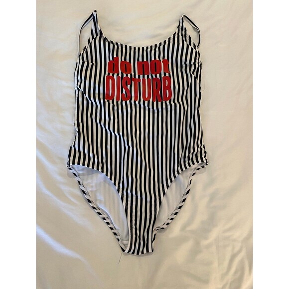 No Boundaries Swimsuit Womens One piece Size Large Jr 11-13 B&W Striped  Summer - Picture 4 of 8